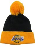 Los Angeles Lakers Black  Yellow Cuffed Pom Knit Cap  Beanie