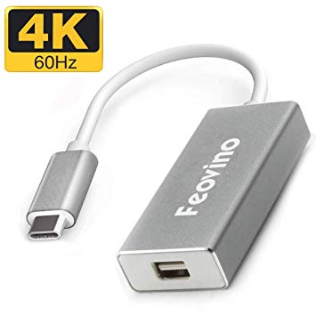 USB-C to Mini DisplayPort Adapter, Feovino 4K USB Type C(Thunderbolt 3) to Mini DP Adapter for MacBook, MacBook Pro, LED Cinema Display, Mini DP Monitor, Gray