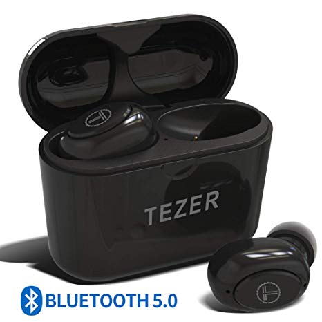 True Wireless Bluetooth Earbuds, Mini Bluetooth Earphones Latest Bluetooth 5.0 Headphone Built in Microphone & Dual Speakers with 8 Hours Talking Time for iOS and Android Smart Phones, Black