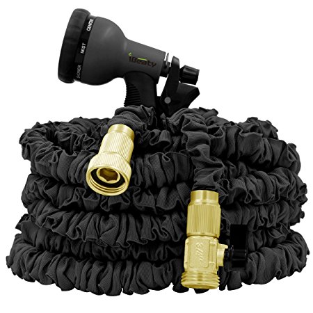 IBeaty Lightweight 150ft Expandable Garden Hose Magic Flexible Water Hose with 3/4Inch Solid Brass Ends 8 Position Spray Nozzle Black1