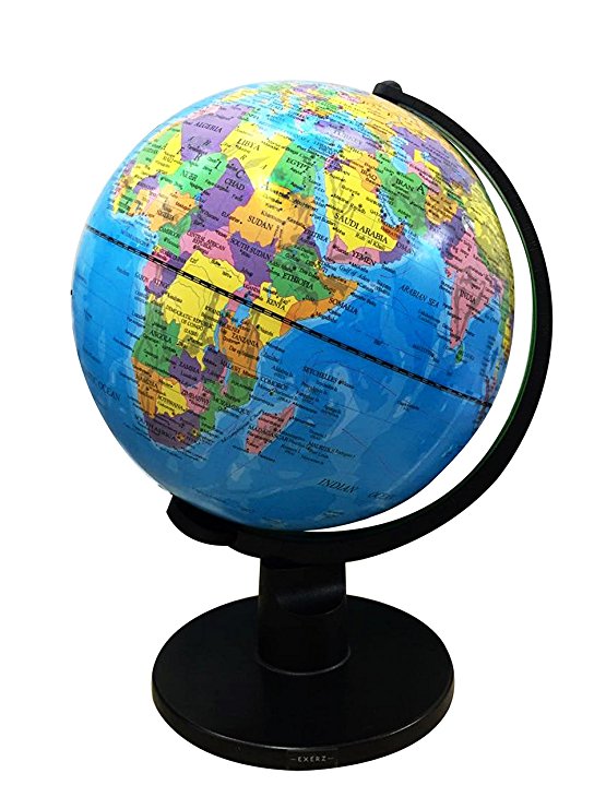 Exerz Educational Swivel Globe (Large Dia 10" / 25cm) - Political Desktop World Globe