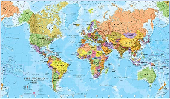 Maps International - World Map - Front Sheet Lamination - 84.1cm (w) x 59.4cm (h)