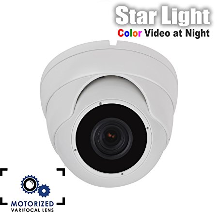 HDView 2.4MP HD-TVI StarLight, Motorized Lens 2.8-12mm, SONY Sensor, HD 1080P Outdoor Dome Camera, Color Video at Night