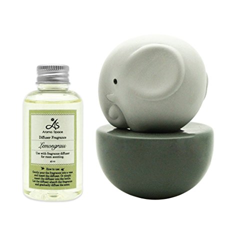 LIVELY BREEZE Ceramic Diffuser - Baby Elephant & Lemongrass Fragrance set