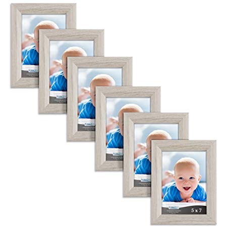 Icona Bay 5x7 Picture Frames Set of 6 (5 x 7, Heritage Gray Wood Finish), Picture Frame Set For Wall Hang or Table Top, Cherished Memories Collection