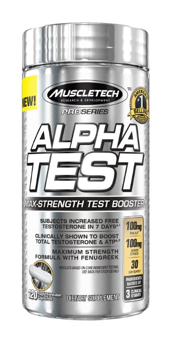 MuscleTech Pro Series AlphaTest Max-Strength Testosterone Booster 120 Rapid-Release Capsules
