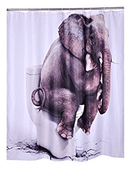 Chunyi Animal Digital Printed Polyester Fabric Bath Shower Curtains Liner 72*72" (Elephant)