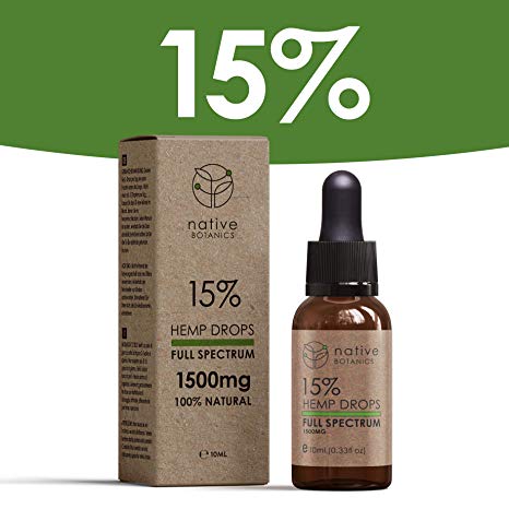 Native Botanics 1500mg (15%) Full Spectrum Hemp Extract Drops to Help Relieve Pain, Anxiety & Stress - Made in UK