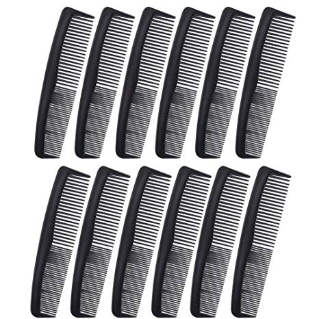 Favorict (12 Pack) Flexible Thin 5" Pocket Hair Comb Beard & Mustache Combs for Men's Hair Beard Mustache and Sideburns (Black)