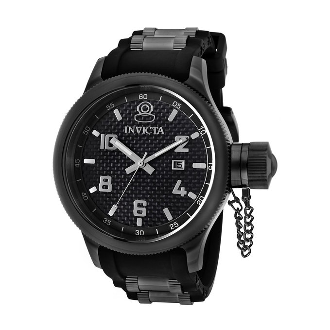 Men's 0555 Russian Diver Collection Black Rubber Watch