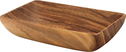 Pacific Merchants Acaciaware 10-by 6-by 2-Inch Acacia Rectangle Serving/Salad Bowl, Wood brown