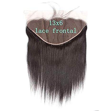 Perspehone 13X6 Lace Frontal Bleached Knots Pre Plucked Virgin Human Hair Lace Frontal Closure Bleached Knots Brazilian Straight Lace Frontal for Black Women 20 inch Natural