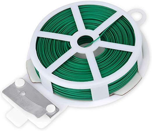 Easytle Twist Ties 164ft (50m), Green Coated Garden Plant Ties with Cutter for Gardening and Office Organization, Home