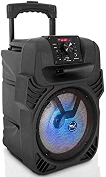 Pyle PPHP844B 400 Watts Portable Indoor Outdoor Bluetooth Speaker System with Rechargeable Battery and Flashing Party Lights (2 Pack)