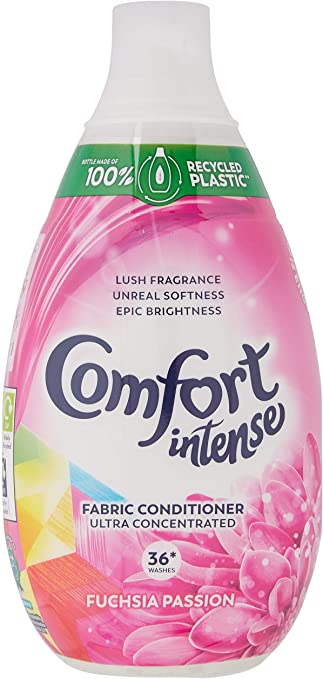 Comfort Intense Fuchsia Passion 100 Percent Recycled Bottle* Ultra Concentrated Fabric Conditioner for Fresh Laundry 36 Wash 540 ml, Pack of 6