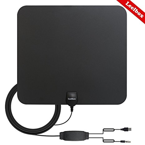 Leelbox TV Antenna Indoor Amplified HDTV Antenna 60 Miles Range Amplified Digital 4k/Full HD/Indoor TV Antenna with New Version Amplifier for High Reception and 16.5ft Coaxial cable(black)