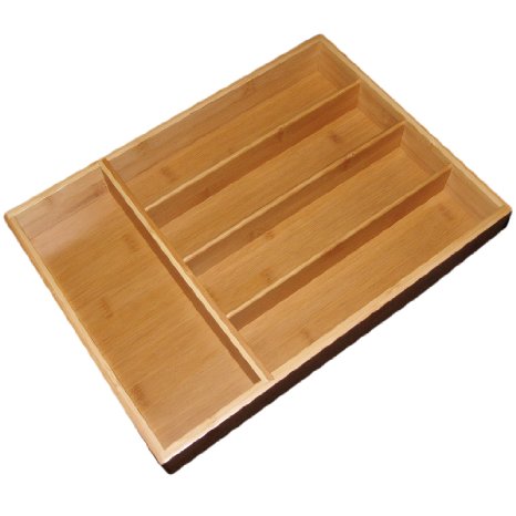 Totally Bamboo Small Cutlery Tray 5 compartments with fixed dimensions Beautiful and Durable Bamboo 14quot by 10 14quot by 2quot high