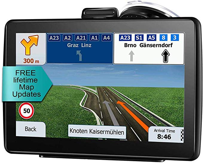 Tenlso 7 Inches Car GPS, 8GB Navigation System for Cars Lifetime Map Updates Touch Screen Real Voice Direction Vehicle GPS Navigator