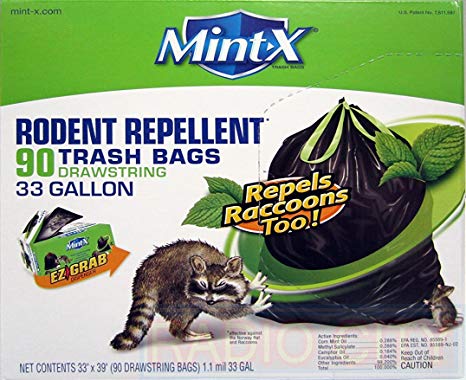 Mint-X Scented Outdoor Bags, Repels Rodents, 33 Gallon, 90 Count