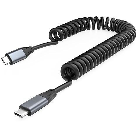 UseBean Câble Spiralé USB C vers USB C 100W 0.5M-1M, USB C 3.2 Gen2x2 20Gbps Câble Charge Rapide Rétractable, Cordon Spiralé de Vidéo 4K pour iPhone 15,MacBook Pro/Air,iPad Mini,Galaxy S23 S22