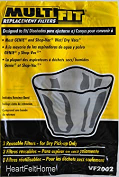 Genie and ShoVac Wet / Dry Vac Multi-Fit Disposable Filter Bags VF2002 - Set of 3