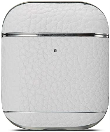 SUNDAREE Premium AirPods Leather Case in Artisanal Handmade Leather case Protection and Shockproof Airpods Accessories Compatible with Apple AirPods 1 and 2 Cases (Visible Charging LED Light) (White)