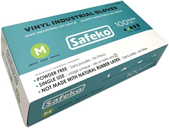 Safeko M-Medium Clear VInyl gloves (100 Count/Bx), medium (pack of 100) (H6006BX)