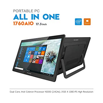 iView 1760AIO All in One Computer 17.3" 1920 x 1080 Touch Screen, Intel Apollo Lake N3350 CPU, 4GB/32GB (Expandable Notebook Drive), Windows 10 Pro, WiFi 2.4/5GHz, Wireless Keyboard & Mouse
