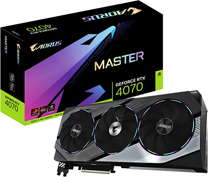 Gigabyte AORUS GeForce RTX 4070 Master 12G Graphics Card, 3X WINDFORCE Fans, 12GB 192-bit GDDR6X, GV-4070AORUS M-12GD Video Card