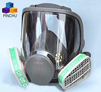 ZYC 7 in 1 Gas Mask Full Face Facepiece Respirator Same for Gas Respirator with Carbon Filters Painting Pesticide，with 6004