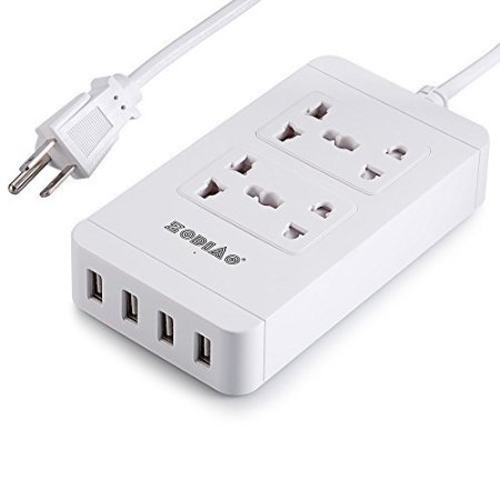 Zodiac Mini 4-Outlet Power Strip With USB Charger Station  4-Port Smart6A30W and 6 Feet Power Cord for Home Office Travel iPhone iPad Air mini and more