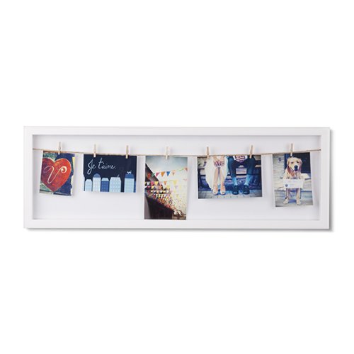 Umbra Clothesline Flip Photo Display, Umbra Photo Display, Picture Hanging Wire/Clothespin Photo Display, White