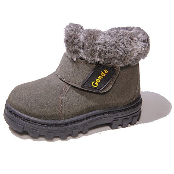 Kids Conda Black Faux Fur Suede Boots - Fur Lined Winter Boots (Toddler / Little Kid / Big Kid)