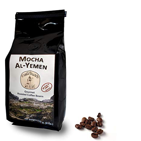 Coffee Sheikh: 100% Authentic Yemen Mocha Coffee (Roasted Whole Bean) 8 oz bag