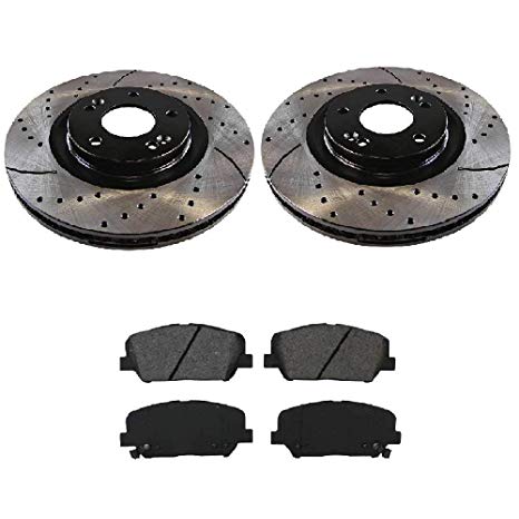 Prime Choice Auto Parts BRKPKG1015 [Front set] 1 Ceramic Brake Pad 2 Performance Rotors