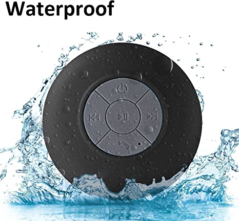 Sudroid Portable Waterproof Shower Speaker Bluetooth 3.0 with Built-in Mic Powerful for Pool Boat Beach Hiking Camping (Black)