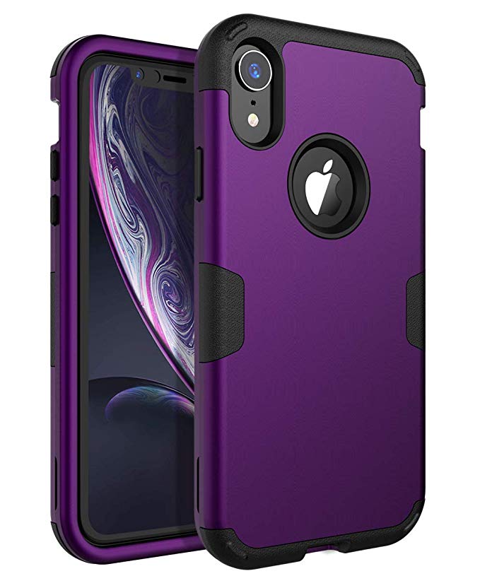 TOPSKY iPhone XR 6.1 inch Case Three Layer Shockproof Protection High Impact Resistant Protective Phone Cover,Purple