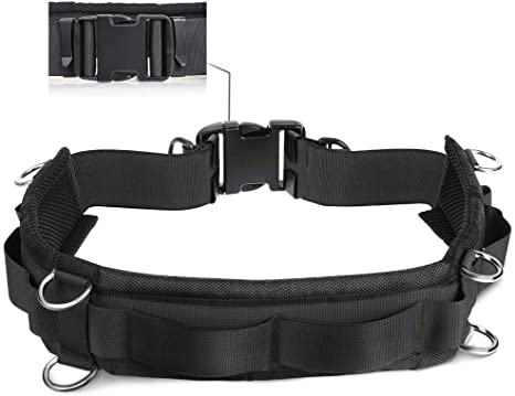 Forbidden Road Camera Strap Adjustable Photography Utility Belt Waistband with 8 D - Rings for Lens Porch Flash Case SD Card Pouch