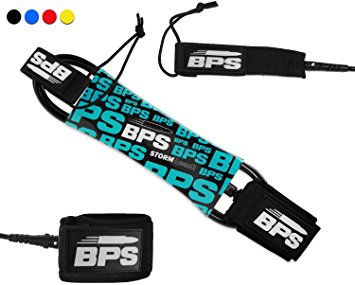 'STORM' Surfboard and SUP Leash by BPS - Premium Leash with Double Stainless Steel Swivels and Triple Rail Saver (4 Colors) - Choose from 6 sizes