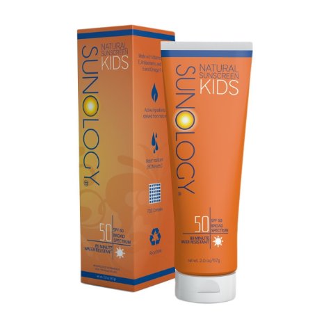 Sunology Natural Sunscreen Broad Spectrum SPF 50 Cream for Kids & Babies, All Natural Active Ingredients, Non-toxic, Unscented, Hypoallergenic, Good for Sensitive Skin, PABA Free, Patented Essential Oil Blend for Moisturizing, Water-resistant, Reef Safe, Travel Size, 2 Oz