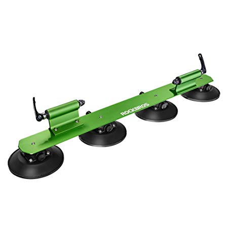 ROCKBROS Suction Cup Bike Rack Car Roof-Top Cycle Rack Carrier Car Top Bicycle Holder with Sucker Bike Carrier Green for 2 Bikes
