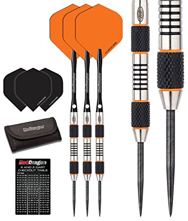 Red Dragon Amberjacks 90% Tungsten Steel Darts with Flights, Shafts, Wallet & Red Dragon Checkout Card
