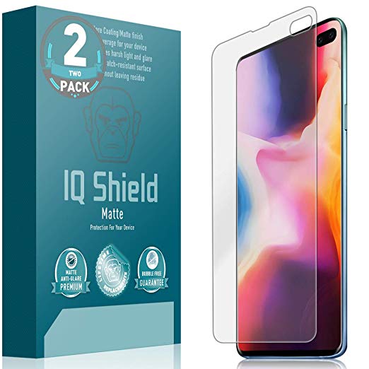 IQ Shield Matte Screen Protector Compatible with Galaxy S10 Plus 6.4 inch (Max Coverage)(2-Pack) Anti-Glare Anti-Bubble Film (NOT Compatible with Verizon S10 5G 6.7)