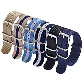 Carty NATO Strap 6 Packs 18mm 20mm 22mm Watch Band Nylon Replacement Watch Straps for Men Women