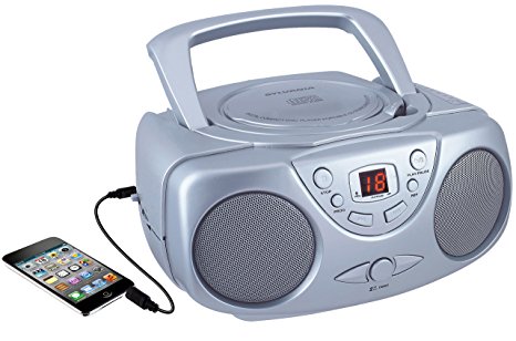 Curtis SRCD243M-SILVER Sylvania SRCD243 Portable CD Player with AM/FM Radio, Boombox (Silver)