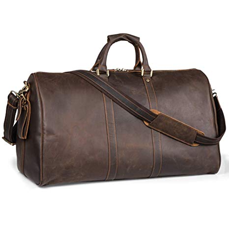 Leather Weekender Travel Duffel luggage Bag for Men Pabin
