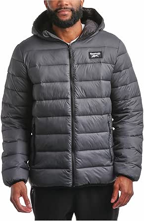 Reebok Men's Jacket - Lightweight Hooded Weather-Resistant Quilted Puffer Coat - Warm Insulated Jacket for Men (S-XL)