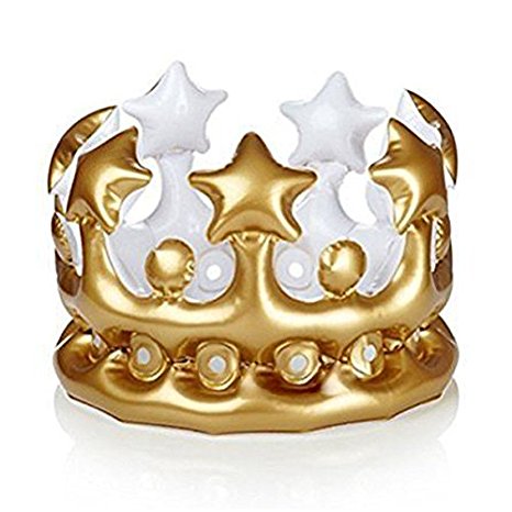 Inflatable Crown - TOOGOO(R)1PCS Inflatable Gold Crown King Queen The Day Costume Party Halloween Birthday Decor