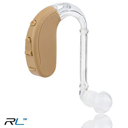 R&L Hearing Amplifiers 18A, Digital Sound Amplifier Device, Aid for Adults and Seniors, 10 Days of Battery Life (Beige)