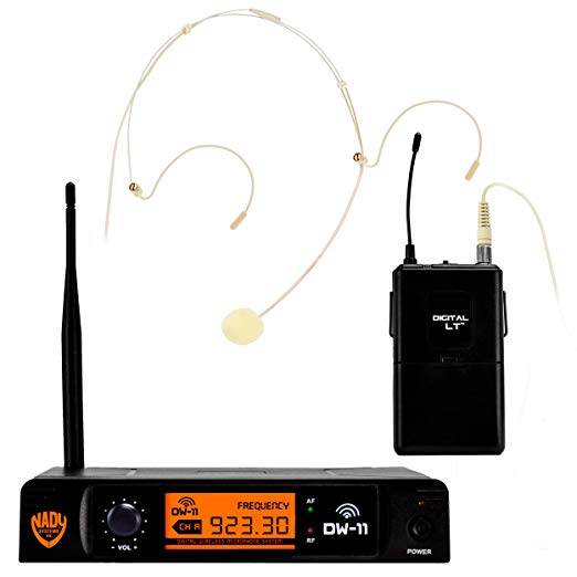 Nady DW-11 Digital Wireless Headset Microphone System with HM-10 Omnidirectional Headmic– Ultra-low latency with QPSK modulation - XLR and ¼” outputs – UHF range